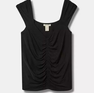 New Torrid Semi-sheer Festi Stretch Mesh Ruched Front Scoop Neck Top